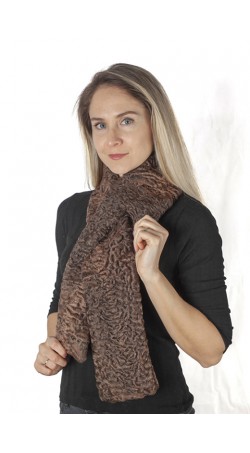 Brown karakul lamb fur scarf - fur on both sides